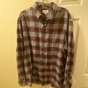 Croft & Barrow 100% Cotton XL Plaid Flannel long sleeve Grey/Red/Green
